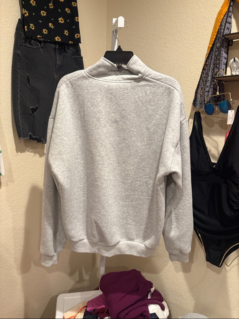 Wildfox Light Grey Marle Half-Zip Sweatshirt - Picture 9 of 13